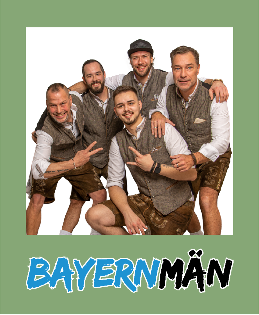 ab 21:00 erobern am Freitag die Partykracher Bayernmän unsere Bühne. Natürlich gern in Tracht. https://www.xn--bayernmn-6za.de https://www.bayernmän.de